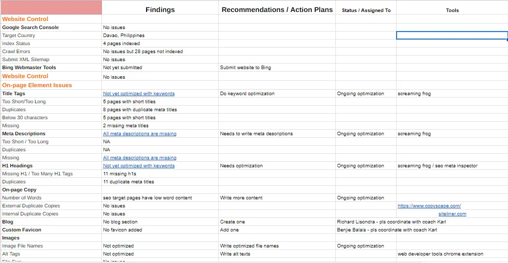 Website Audit Result of MC Acuna